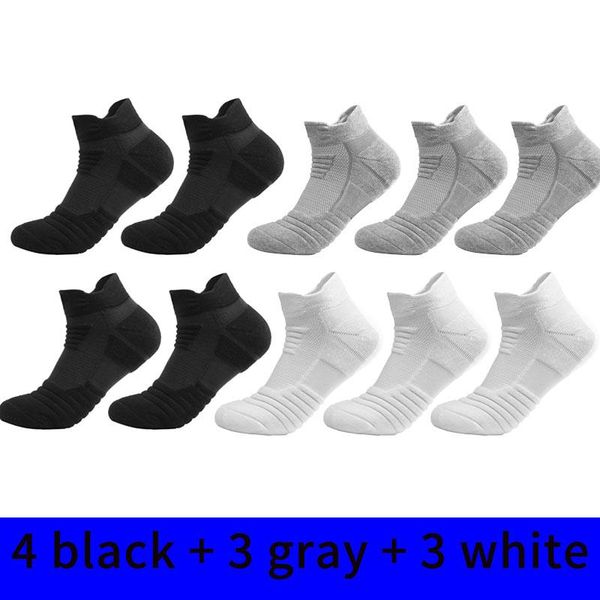 

men's socks mens 10pack sports towel thick basketball sock ankle solid color man large size cotton sweat deodorant male stockings, Black
