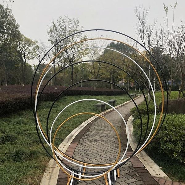 

party decoration black metal circle round arch balloon flower iron ring background frame stand wedding mariage birthday backdrop decor