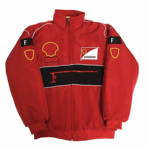 

f1 racing suit college style retro jacket autumn and winter coat cotton jacket full embroidery team uniform winter cotton jackets