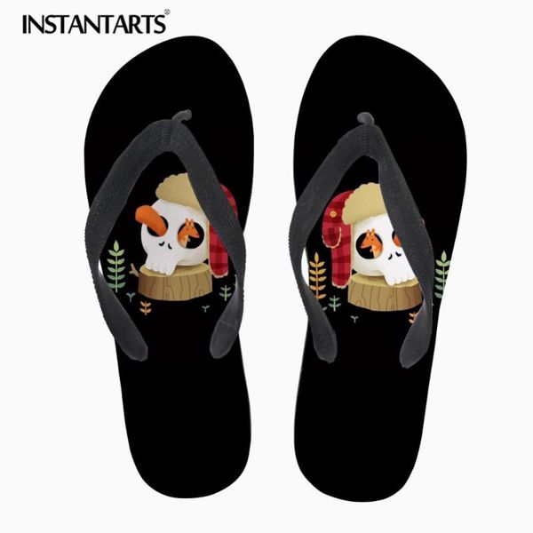 

slippers instantarts guinea pig cute pattern beach home men flip-flops squirrel vengeance rubber man flats leisure teen sandals, Black