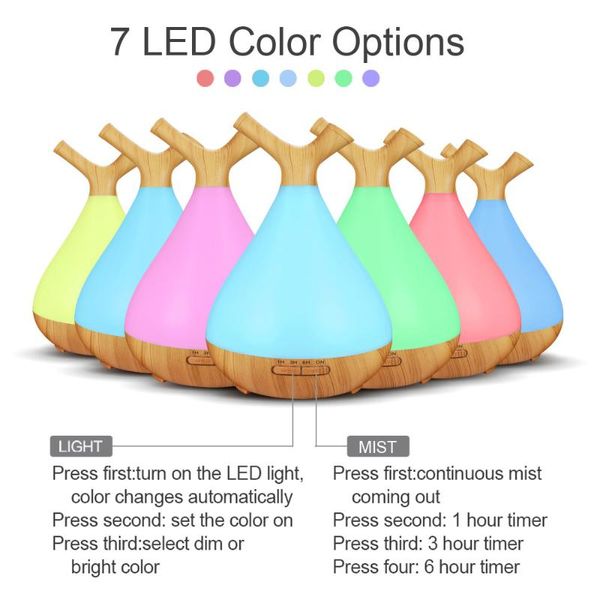 

essential oils diffusers 400ml ultrasonic air humidifier for home aroma oil diffuser mist maker fogger with 7 colors led lights