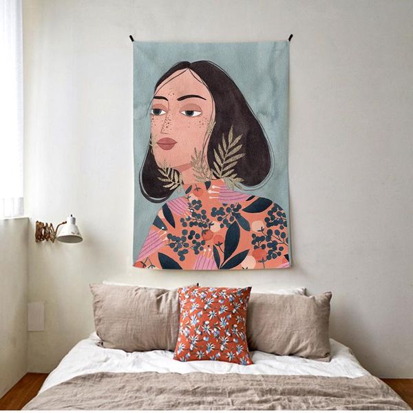 

tapestries girls wall tapestry painting hippie sweet pink girl boho decor tropical hanging blanket table cloth home