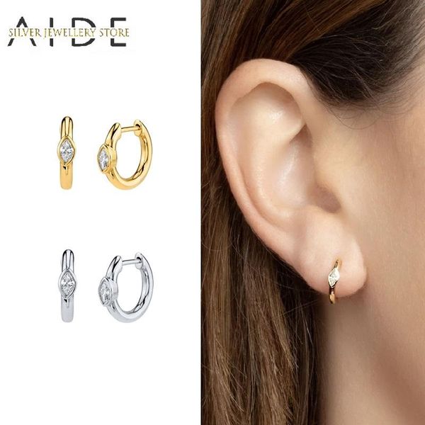 

aide korean fashion round hoop earrings for women all-match real 925 sterling silver pierced earings fine jewelry pendientes, Golden;silver