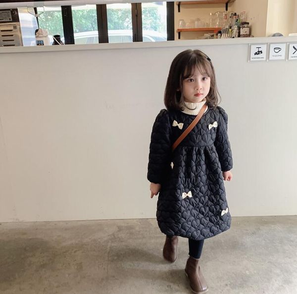 

girl's dresses 2021 korea style girls bow dress fashion cotton winter full sleeve 1-8 years wd446, Red;yellow