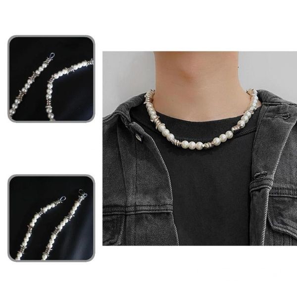 

chains couple necklace great shiny imitation pearl stylish fine workmanship long lasting, Silver