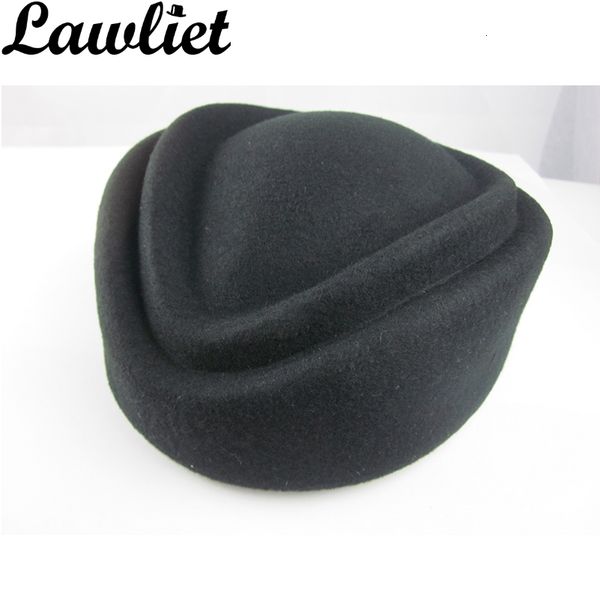 

2021 new beret women fedoras slot stewardess cap wool felt air hostesses pillbox hats fascinator base 7 color a049 ycuo, Blue;gray