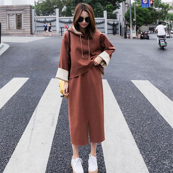

women's tracksuits korean style temperament long-sleeved pullovers two-piece hoodies black, Gray
