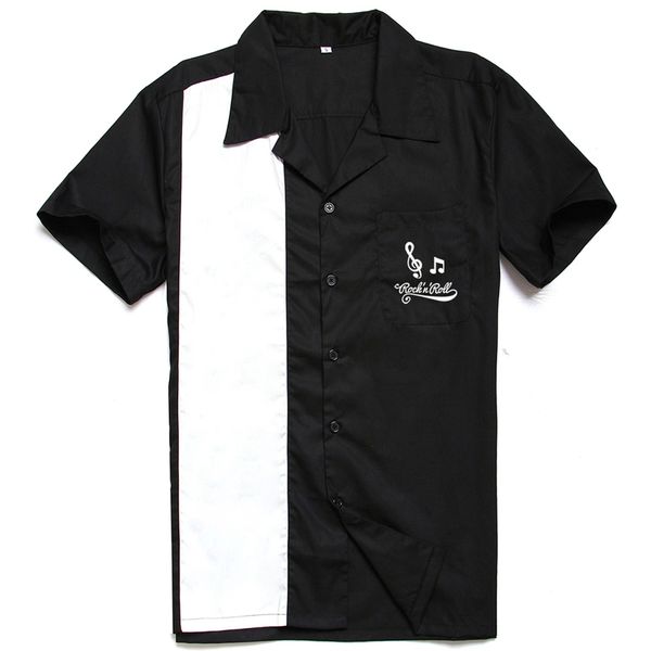 

2021 new us size l-3xl rockabilly shirt short sleeve letter embroidery cotton shirts men casual vintage western punk rolling rock pkhi iw48, White;black