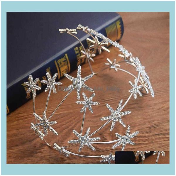 

jewelrybaroque star bridal tiaras band prom crystal jewelry women headband rhinestone diadem pageant wedding hair aessories drop delivery, Slivery;golden