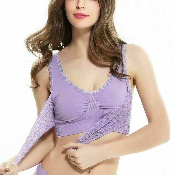 

bras 2021 summer women sport fitness vest lace seamless cross side buckle wireless padded posture corrector push up bra, Red;black