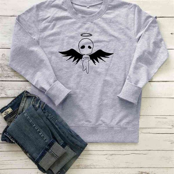 

little angel design black and white font popular new round neck sweater