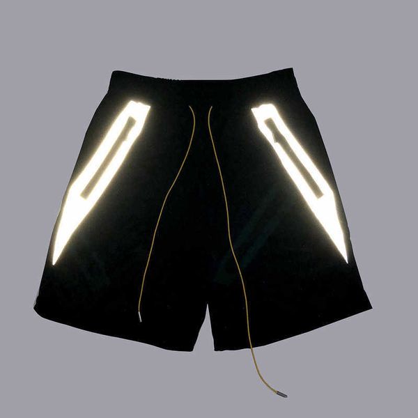 

men's shorts 2020 drawcord reflective multi panel pocket casual shorts, White;black
