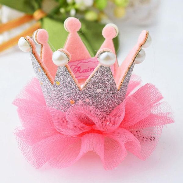 

hair accessories 1 pc fashion cute girls crown princess clip lace pearl shiny star headband hairpins barrettes headwear, Slivery;white