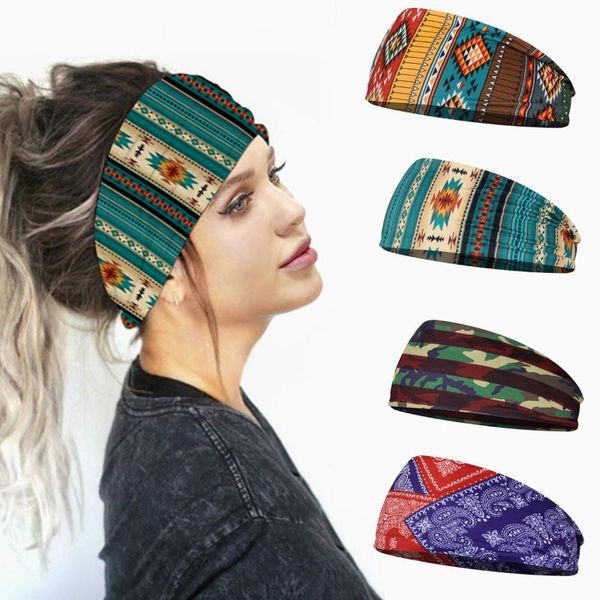 

womens elastic wide headband sports yoga gym running hair band turban headwraps