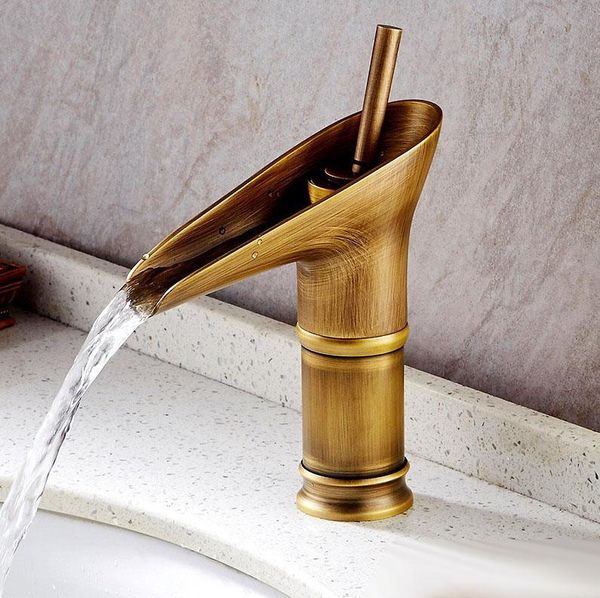 

vintage retro antique brass single handle one hole bathroom basin sink faucet mixer water tap deck mounted man052