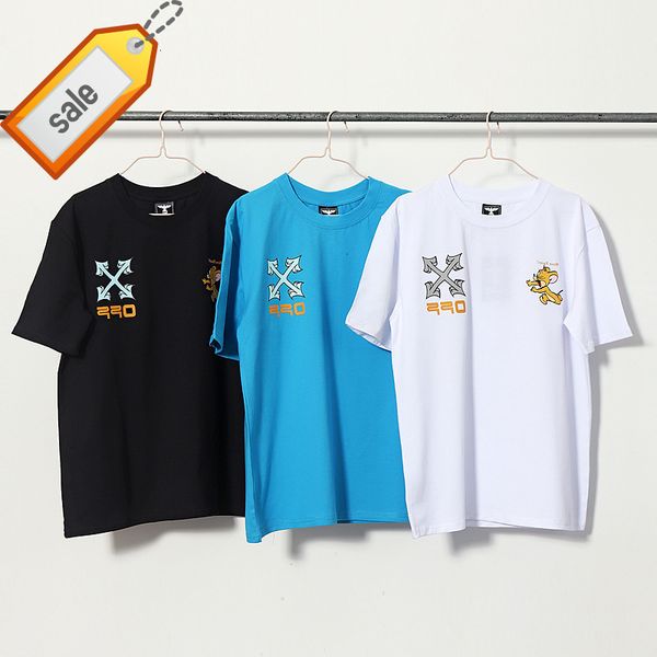 

spring off style white early arrstyle cartoon mouse short sleeve t-shirt european version loose men and women lovers, White;black