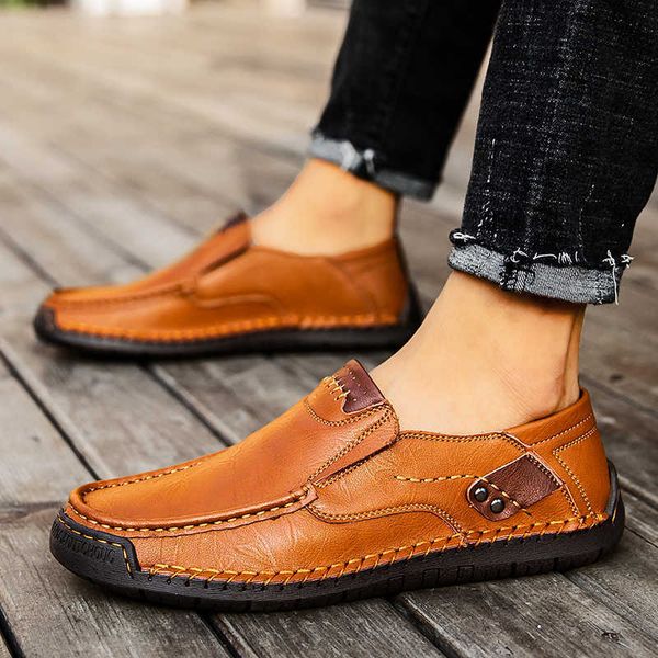 

2022 spring autumn loafers men casual shoes handmade sewing leather high fashion driving non-slip leisure comfortable soft designer classic, Black