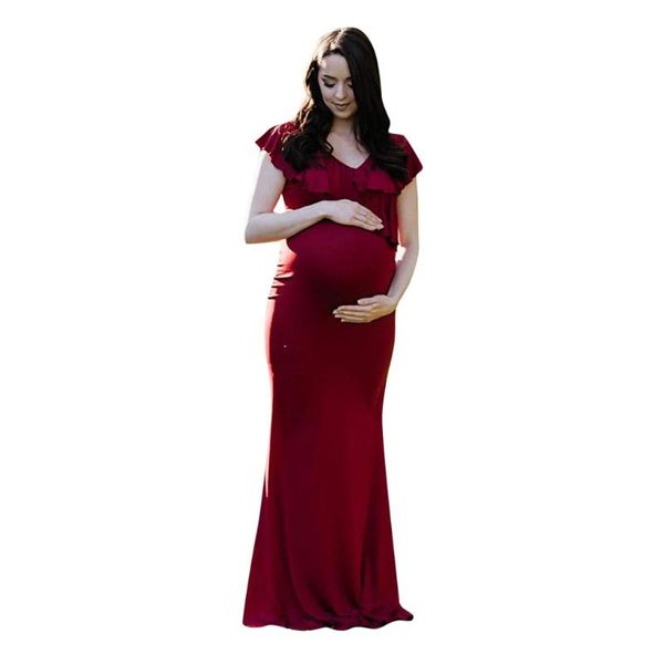

maternity dresses women pregnants pography props ruffles solid dress vestidos femininos robe femme ete 2021 vetement tunique, White