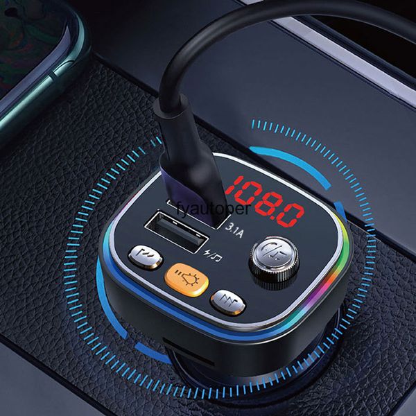 

bluetooth-compatible 5.0 fm transmitter qc3.0+pd usb charger adapter car mp3 player handskit with bass audio backlit