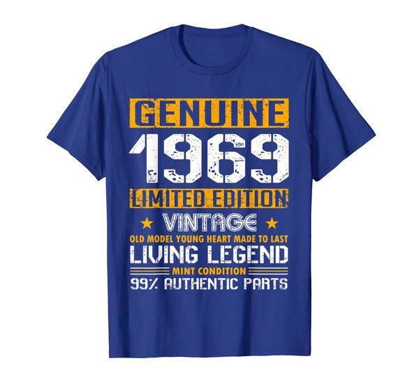 

Vintage 50th Birthday Gift Genuine Made In 1969 T-Shirt, White;black