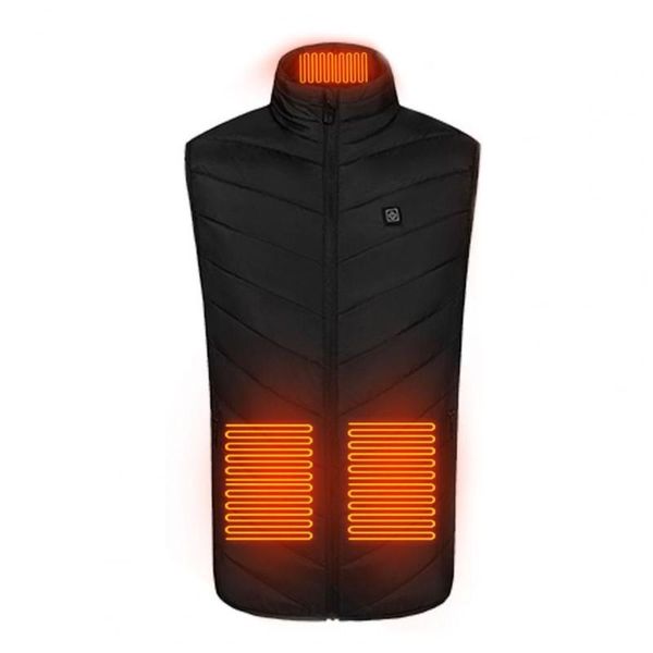 

men's vests men sleeveless stand collar usb heated thicken warm zipper closure heating thermal jacket waistcoat winter, Black;white