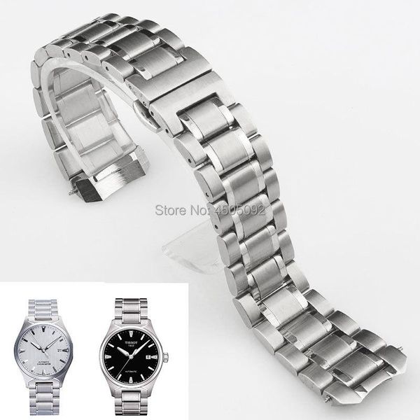 

watch bands 20mm stainless steel watchband replacement for tisso t t060 men women strap bracelet wrist accessory deploy clasp, Black;brown