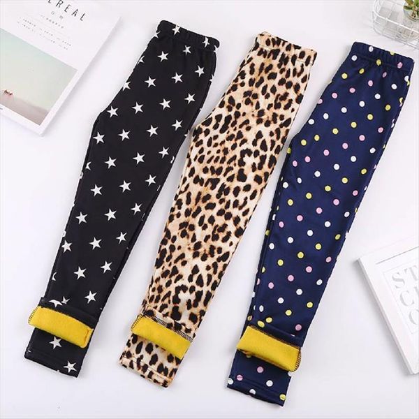 

autumn winter baby girls leggings thick warm dot pants kid girl leopard plus velvet children trousers, Blue