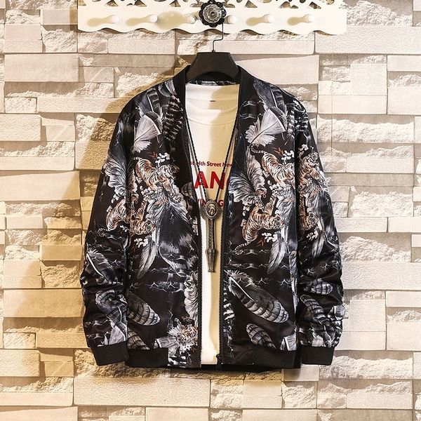 

2021 retro print spring new casual coat streetwear men jacket men's big size 5xl fall clothes jaqueta masculina 1ril, Black;brown