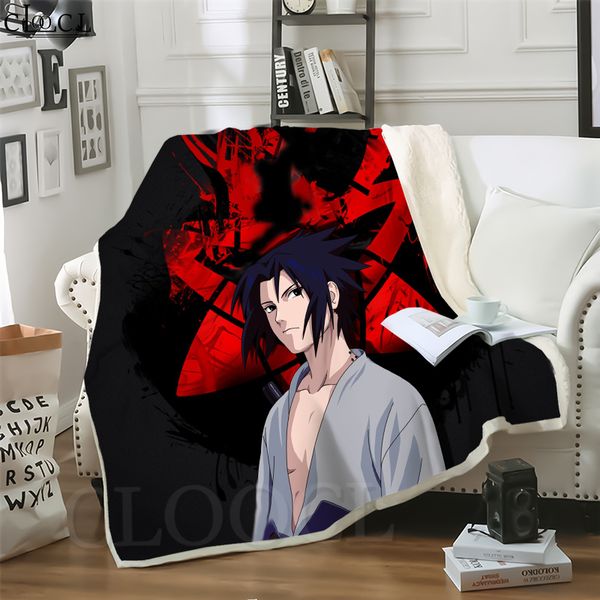 

cloocl blankets anime naruto uchiha sasuke 3d print hip-hop style air conditioning blanket sofa teens bedding throw plush quilt