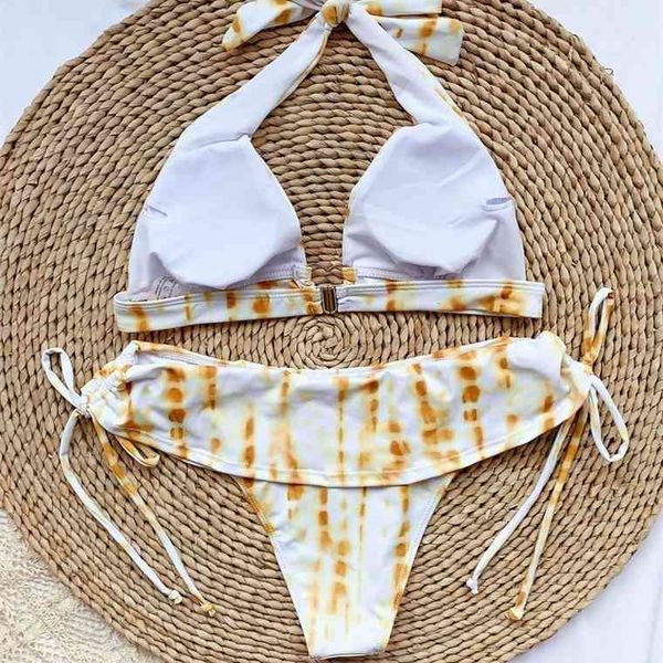 

white yellow print bikini ties side adjust bikinis women bathing designer swimsuit swimwear swimming suit for womenb