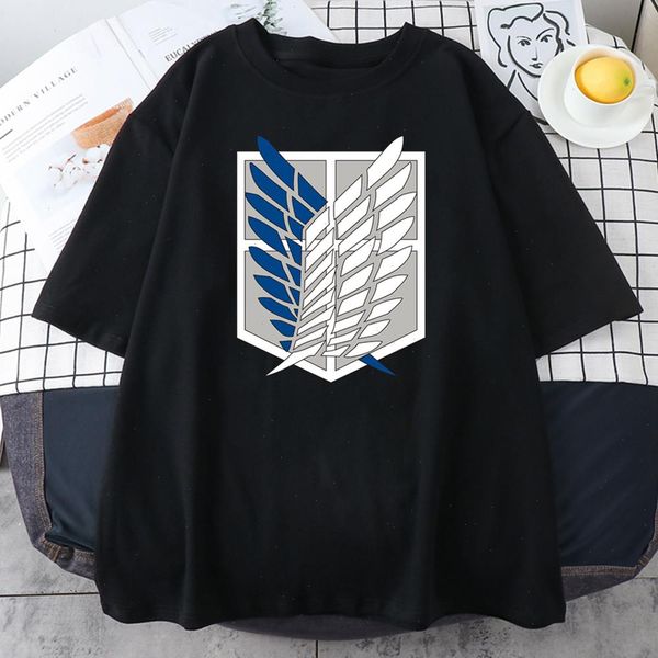 

attack on titan anime logo womens t-shirt korean style casual t shirts summer cool shirt fashion ins tees for women, White