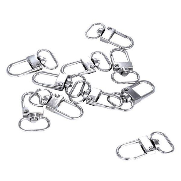 

keychains 10 pieces swivel carabiner hook key chain 18mm x 33 mm, Silver