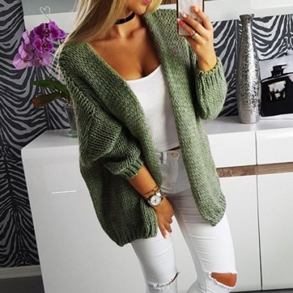 

women's sweaters women cardigan female casual sweater 2021 long sleeve solid autumn winter slim casaco feminino, White;black