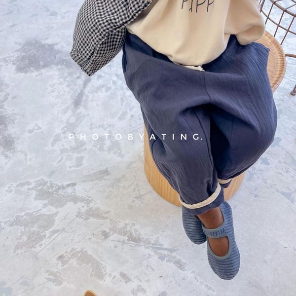 

trousers boys and girls nine-point pants 2021 children's clothing autumn korean washed cotton harem for baby, Blue
