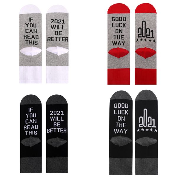 

if you can read this letters printed uniesx socks good lucky on the way cotton medium tube socks casual sports stockings, Pink;yellow