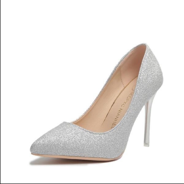 

Spring NEW Silver High Heels Women Pumps Pointed toes Shoe Woman Single Shoes Slip-On Female Glitter Bling Black Gold
