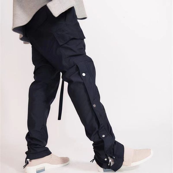 

2021 new multiple buttons fog sweatpants women black ribbon essentials trousers pants japanese streetwear men clothing v8kw
