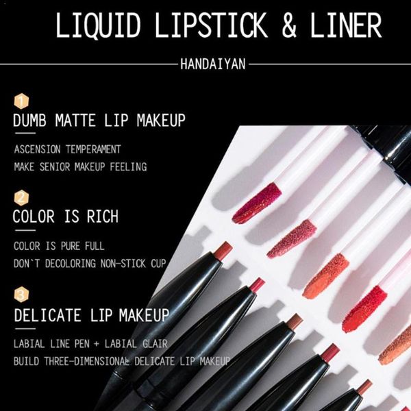 

lip pencils 2 in 1 liner pencil lipstick 14 colors nude matte lasting cosmetic waterproof lipliner tint long makeup pen x3g1