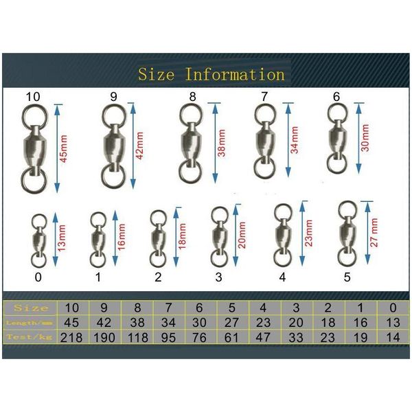 

high quanlity ball bearing swivels with split ring 0#~8# ball bearing stainless steel fishing rollin jllqxz sport77777