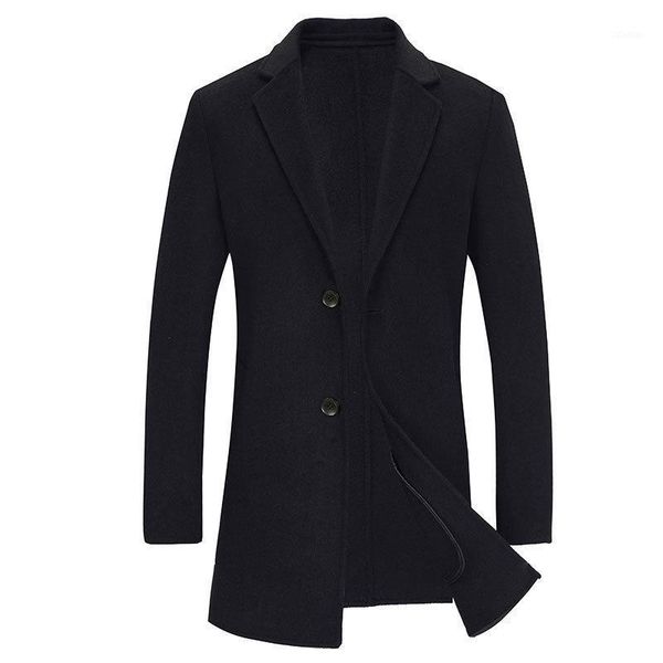 

men's wool & blends the season double coat of middle-aged and young male long leisure warm woolen cloth fan, Black