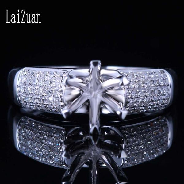 

cluster rings laizuan 5.5 - 6.5mm round cut 925 sterling silver 0.3ct genuine natural diamonds semi mount ring setting women wedding jewelry, Golden;silver