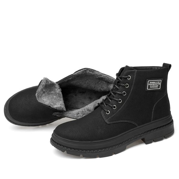 

casual leather boots for men winter / spring short military combat boots, Black