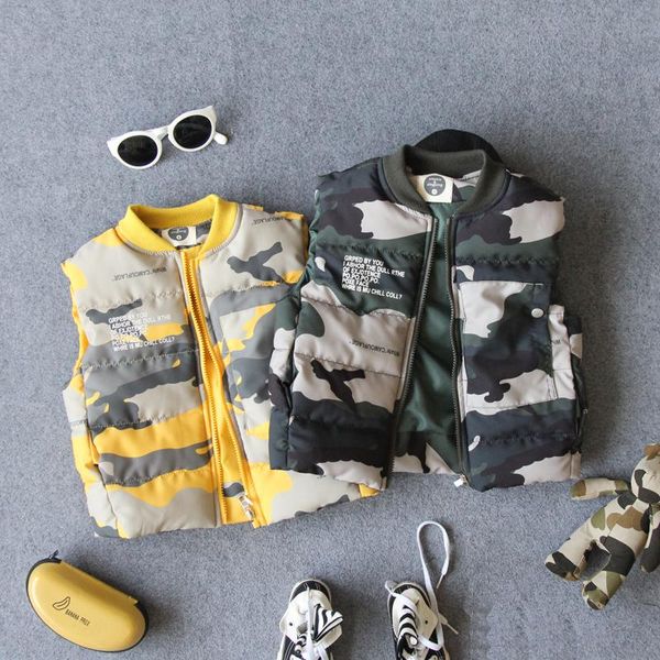 

waistcoat 90-130cm height winter thick warm boys fashion camouflage cotton-padded vest, Camo