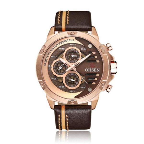 

wristwatches relogio masculino luxury three dial men watches fashion business vintage quartz watch male clock leather belt men's reloj, Slivery;brown