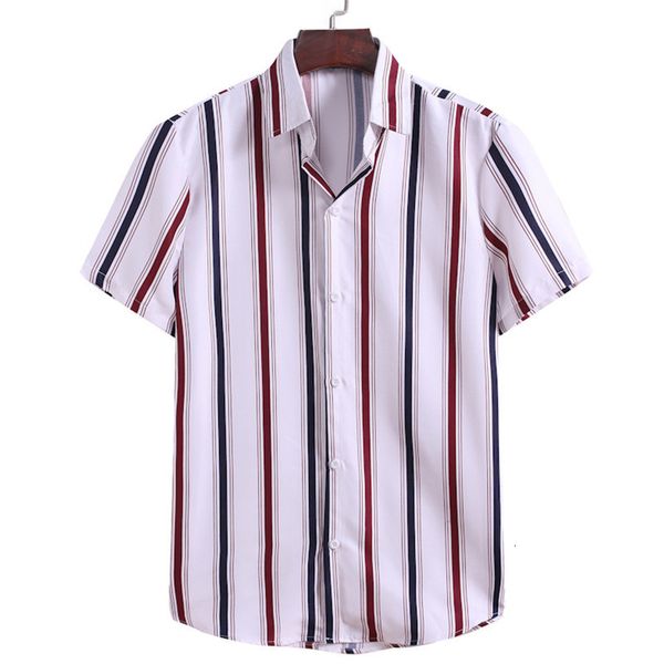

men summer casual mode printed short mouwen slim fit office formal business shirt comfortable #45, White;black