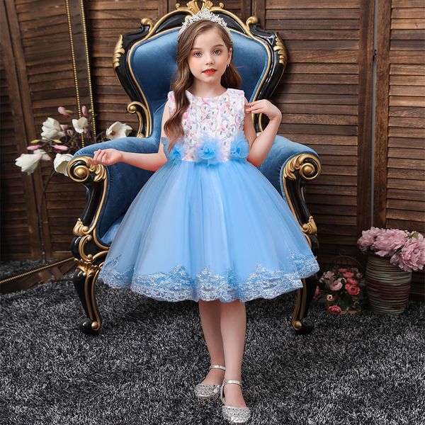 

girl sequins embroidered lace dress children party princess dress clothes formal events ceremonies dresses for girl 210303, Red;yellow