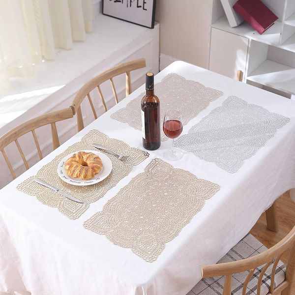 

mats & pads pvc flower hollow nordic style non-slip kitchen placemat insulation pad dish coffee cup table mat home el decor 51184