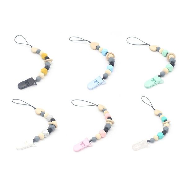 

pacifier chain silicone teething pacifier clips with safe abs beads silicone chain holder for nipples baby chew toys