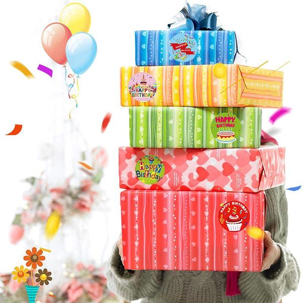 

novelty items 500pcs cute happy birthday stickers gift decoration tag sealing label kids toys package scrapbooking