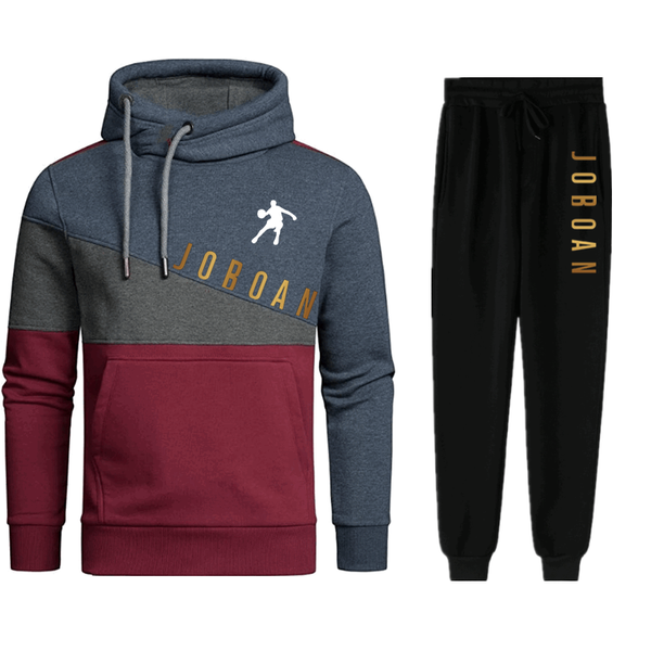 

jogging clothing tracksuit men set hoodie and pants suit 2021 autumn winter thick warm fleece sportswear homme streetwear clothes, Black;red